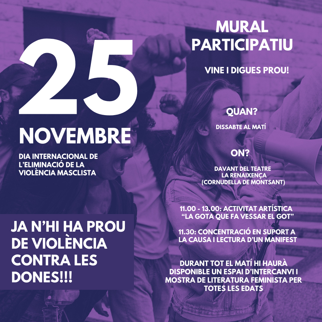 Mural participatiu reivindicatiu com a acció de protesta pel 25N